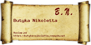 Butyka Nikoletta névjegykártya